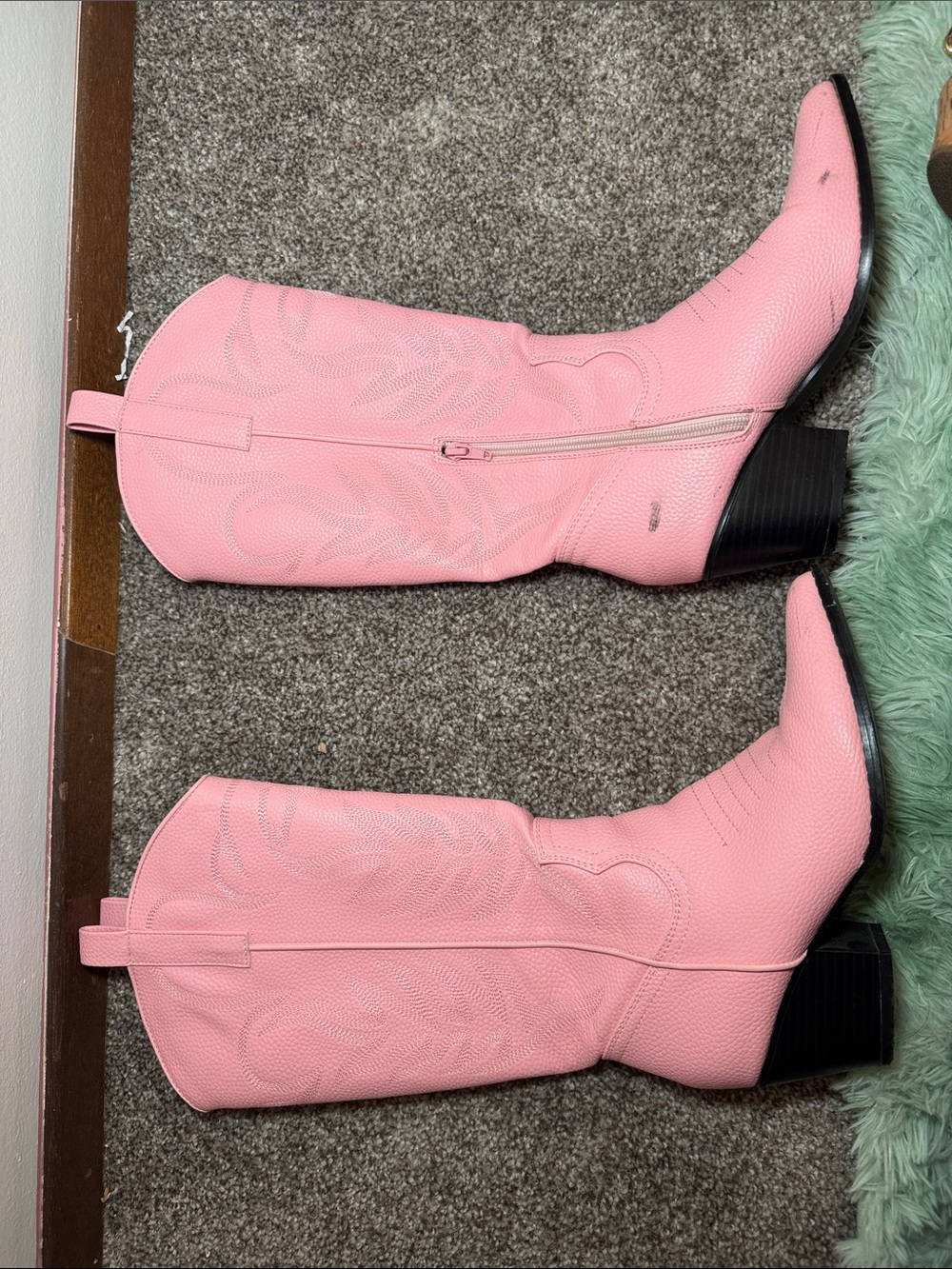 Dolls Kill Pink Western Knee-High Boots